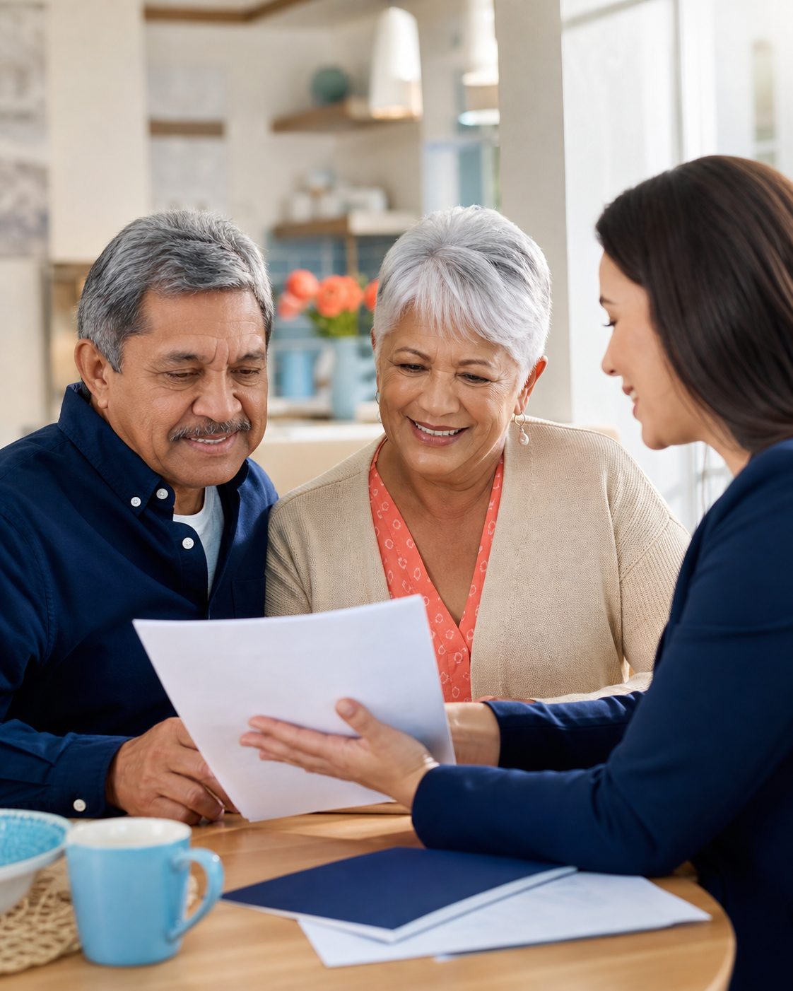 A senior couple reviewing Medicare plan information with an advisor